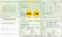 Fahrzeugschein mit HSN und TSN