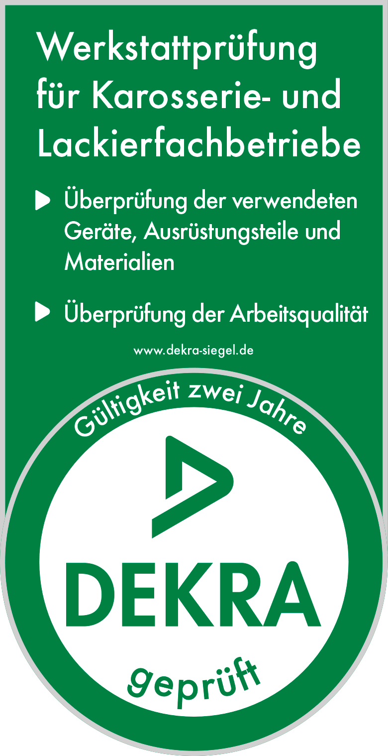 DEKRA geprüft Sticker – Werkstattprüfung für Karosserie- und Lackierfachbetriebe