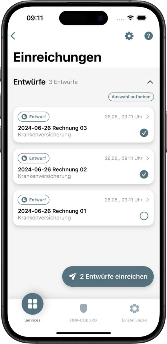 Screen der App PKV-Rechnung