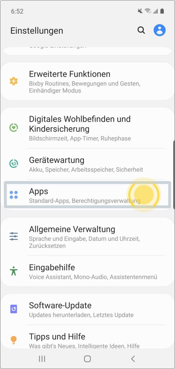 Samsung Android 10: Apps auswählen
