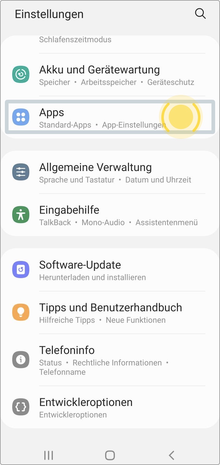 Samsung Android 11: Apps auswählen