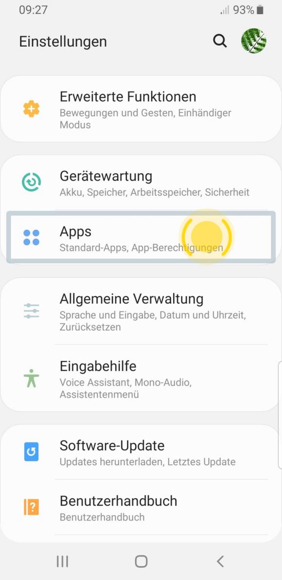 Samsung Android 9: Apps auswählen