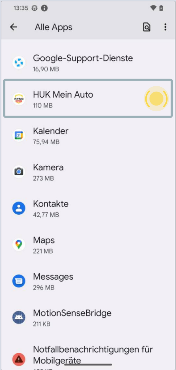 Google Pixel: HUK App Mein Auto