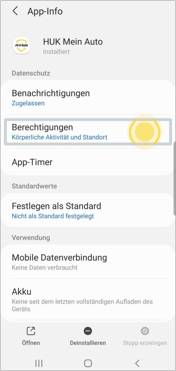 Samsung Android 11: Berechtigungen