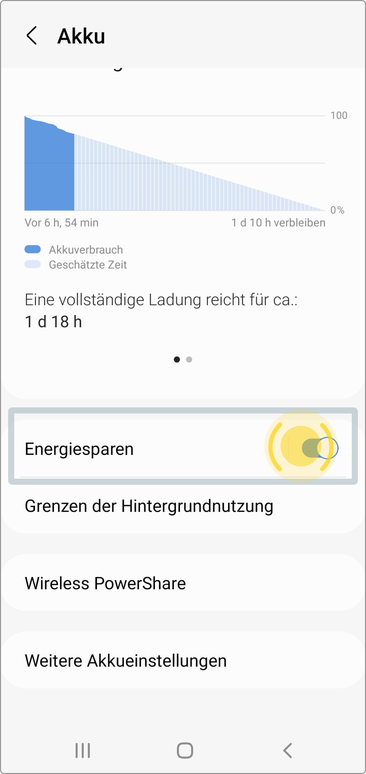 Samsung Android 12: Energiesparen