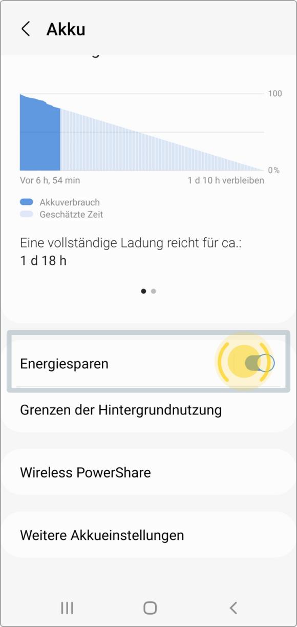 Samsung Android 12: Energiesparen