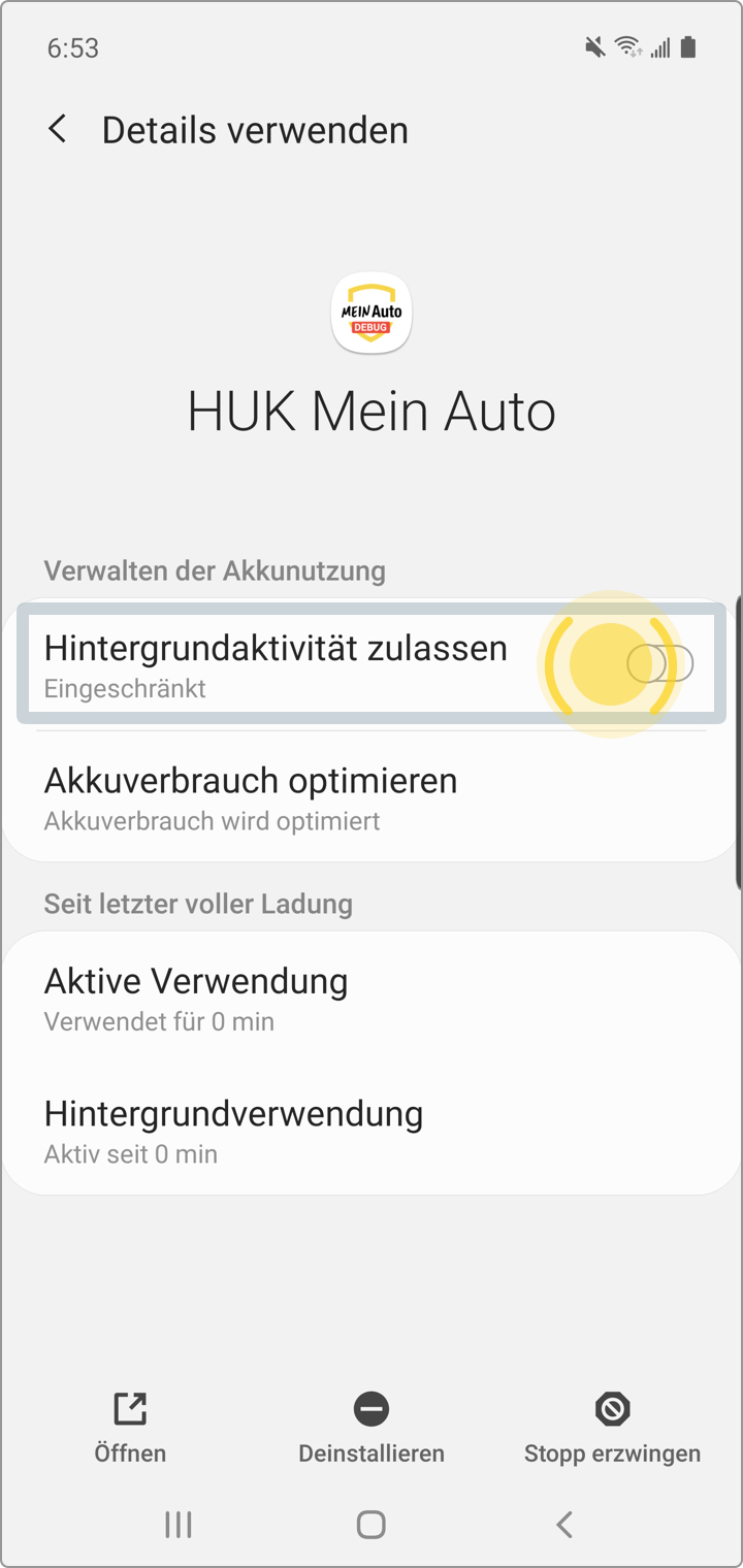 Samsung Android 10: Hintergrundaktivität zulassen aktivieren