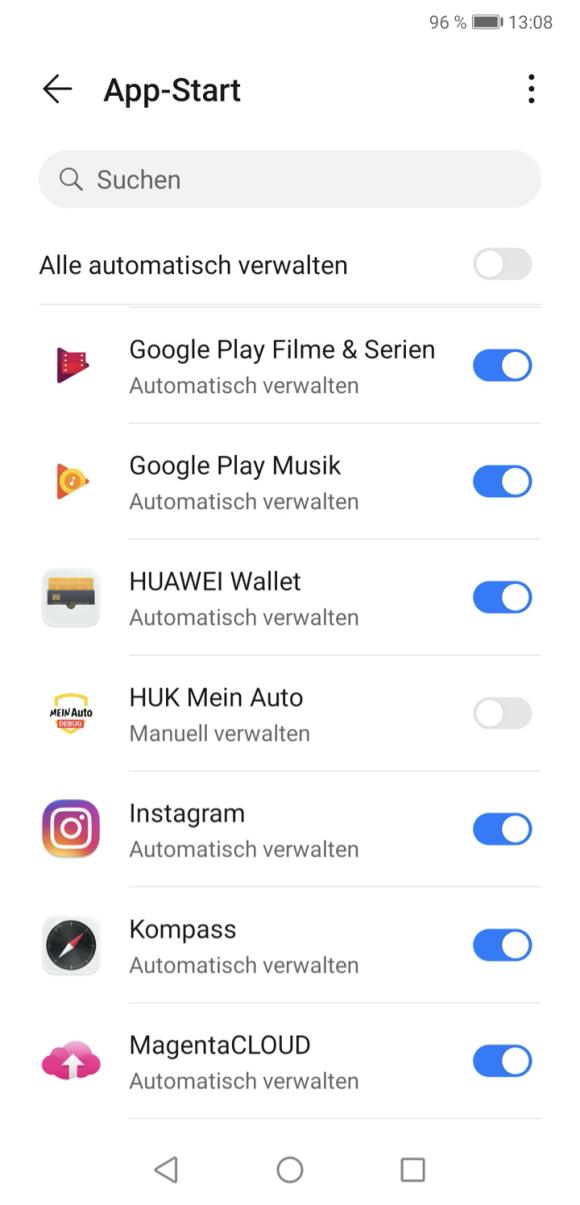 Huawei P20: HUK Mein Auto App erfolgreich abgewählt