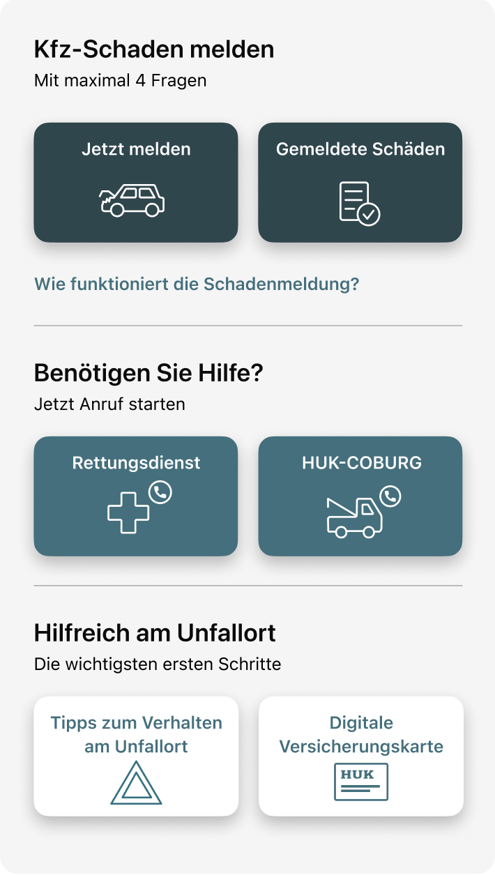 Screen-Ausschnitt Mein Auto-App: Kfz Schaden melden