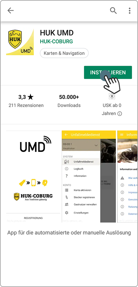 Android HUK UMD App installieren