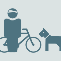 Icon verletzte Person mit Fahrrad und Hund
