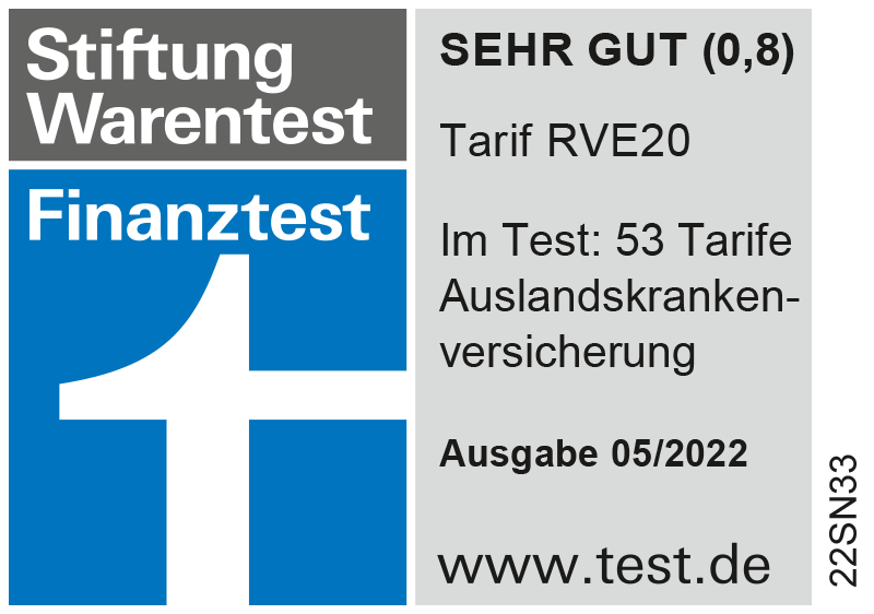 Stiftung Warentest Finanztest, Tarif RVE20 Sehr gut (0,8) Ausgabe 05/2022