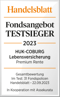 Auszeichnung Handelsblatt | Fondsangebot SEHR GUT | 2021 Premium Rente