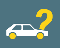 Icon: Auto mit Fragezeichen, Fahrzeugnutzung