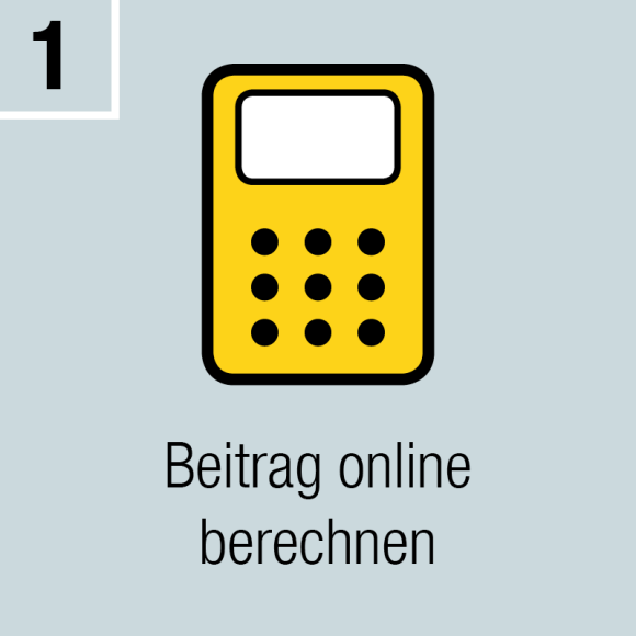 Taschenrechner mit Text: Beitrag online berechnen