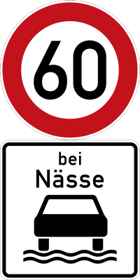 Verkehrszeichen: Tempolimit bei Nässe