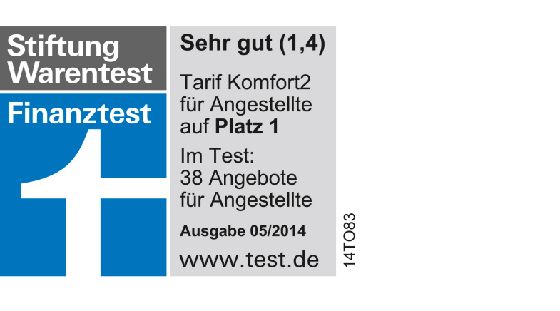 Stiftung Warentest - Finanztest - Tarif Komfort für Angestellte Platz 1 Sehr gut (1,4) - Ausgabe 05/2014