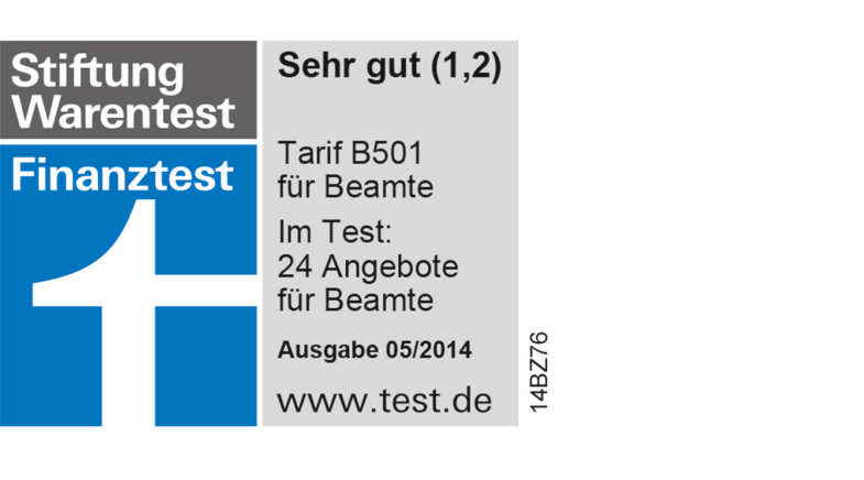 Stiftung Warentest - Finanztest Sehr gut (1,2) - Tarif B501 für Beamte - Ausgabe 05/2014