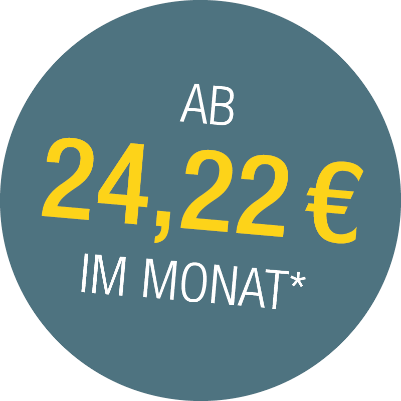 Plegemonatsgeld ab 24,22 € (niedrige Absicherung – Alter 40) 